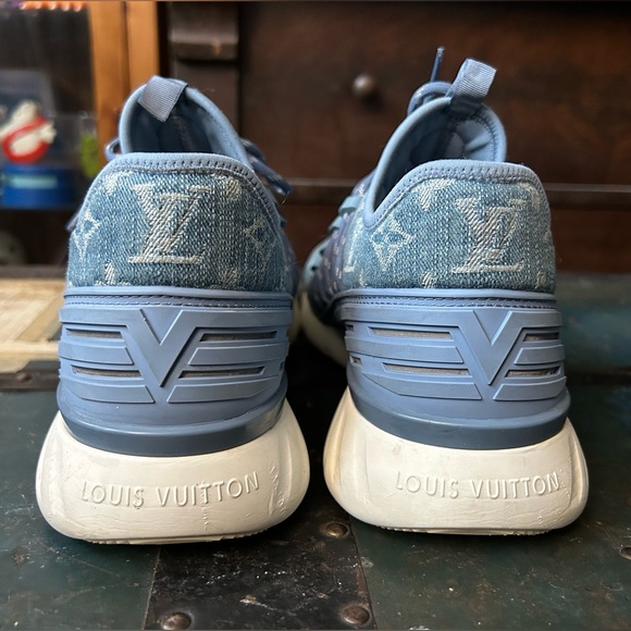 Louis Vuitton fast-lane blue denim monogram sneakers size LV7.5/9us (more 8.5) - Picture 5 of 12
